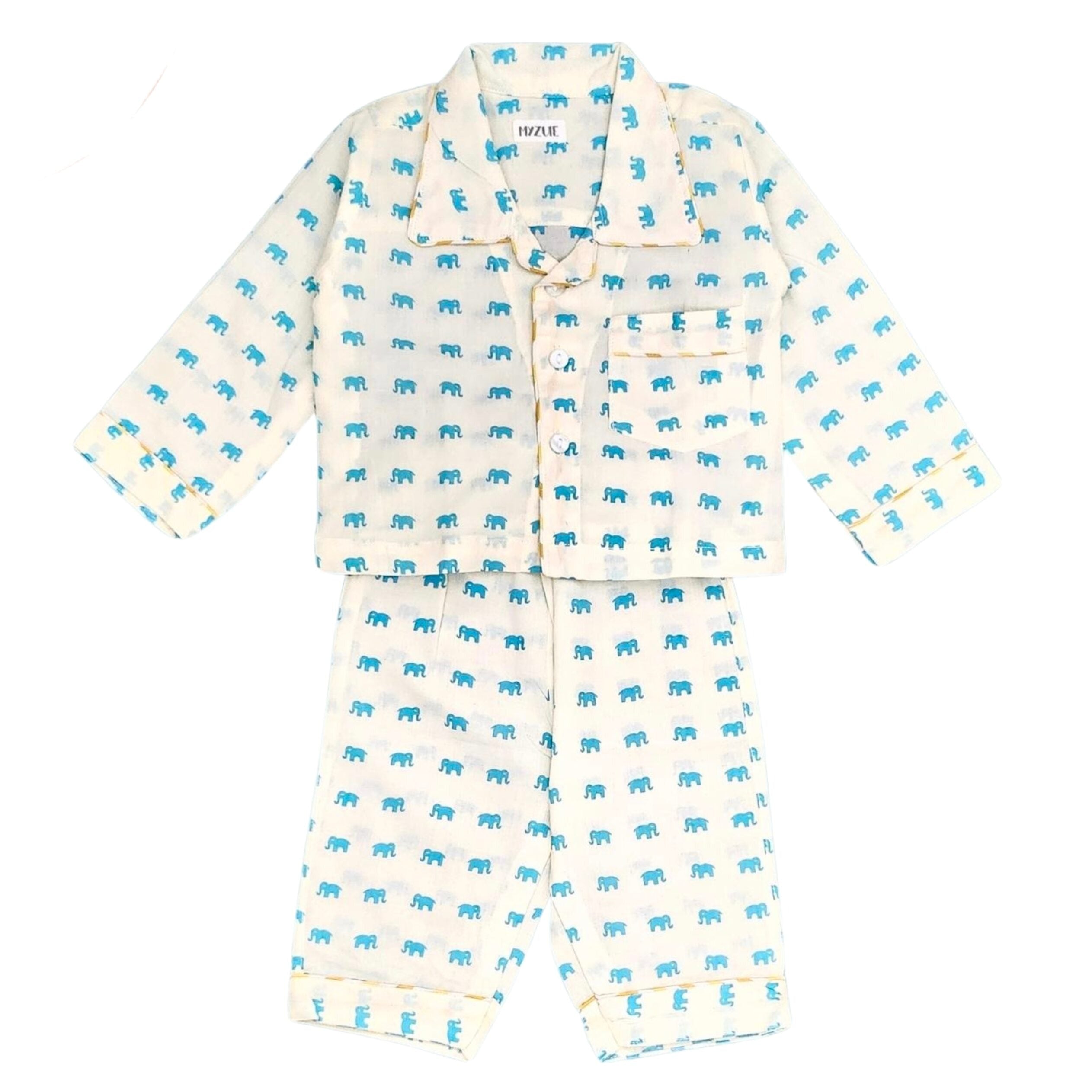 Boy Blue Elephant Shirt Set - Beige main image 0