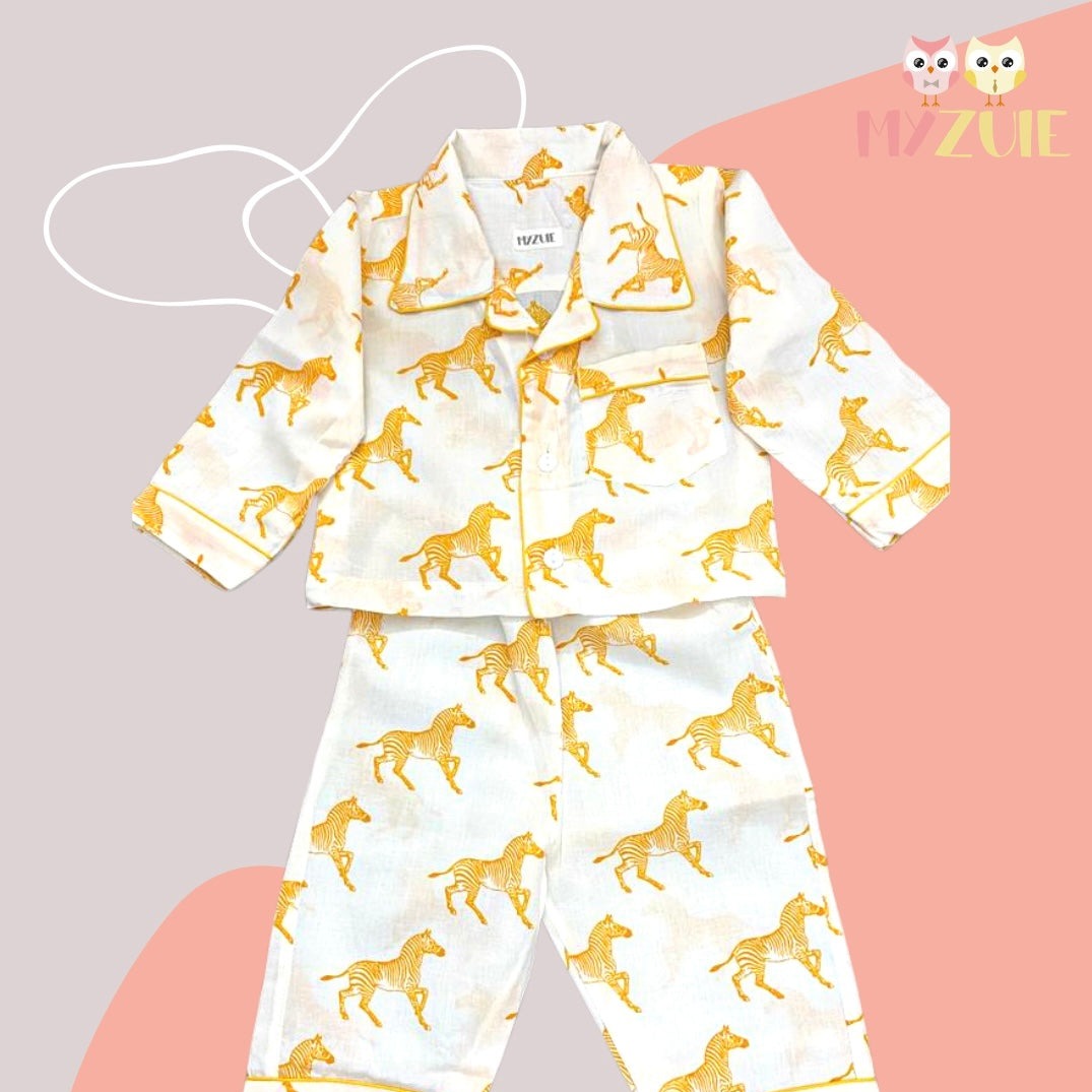 Kids Yellow Zebra Night Suit