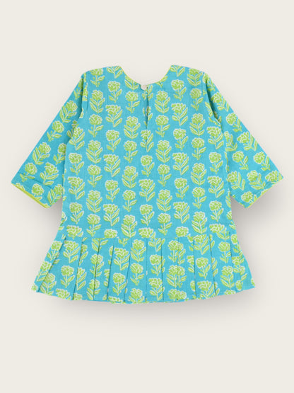 Aqua Marigold Knife Pleated Dress