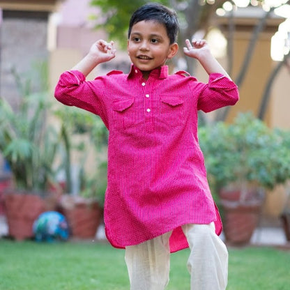 Pink Kantha Pathani Set