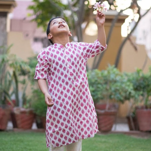 Pink Floral Kurta Set