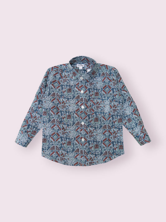 Elephant Kantha Full Sleeves Spread Collar Shirt