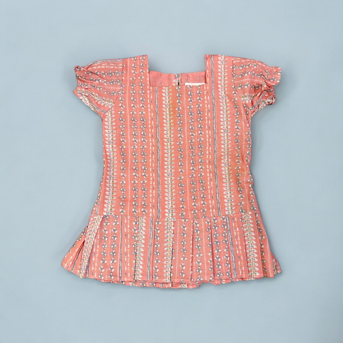 Peach Knife Pleated Dress