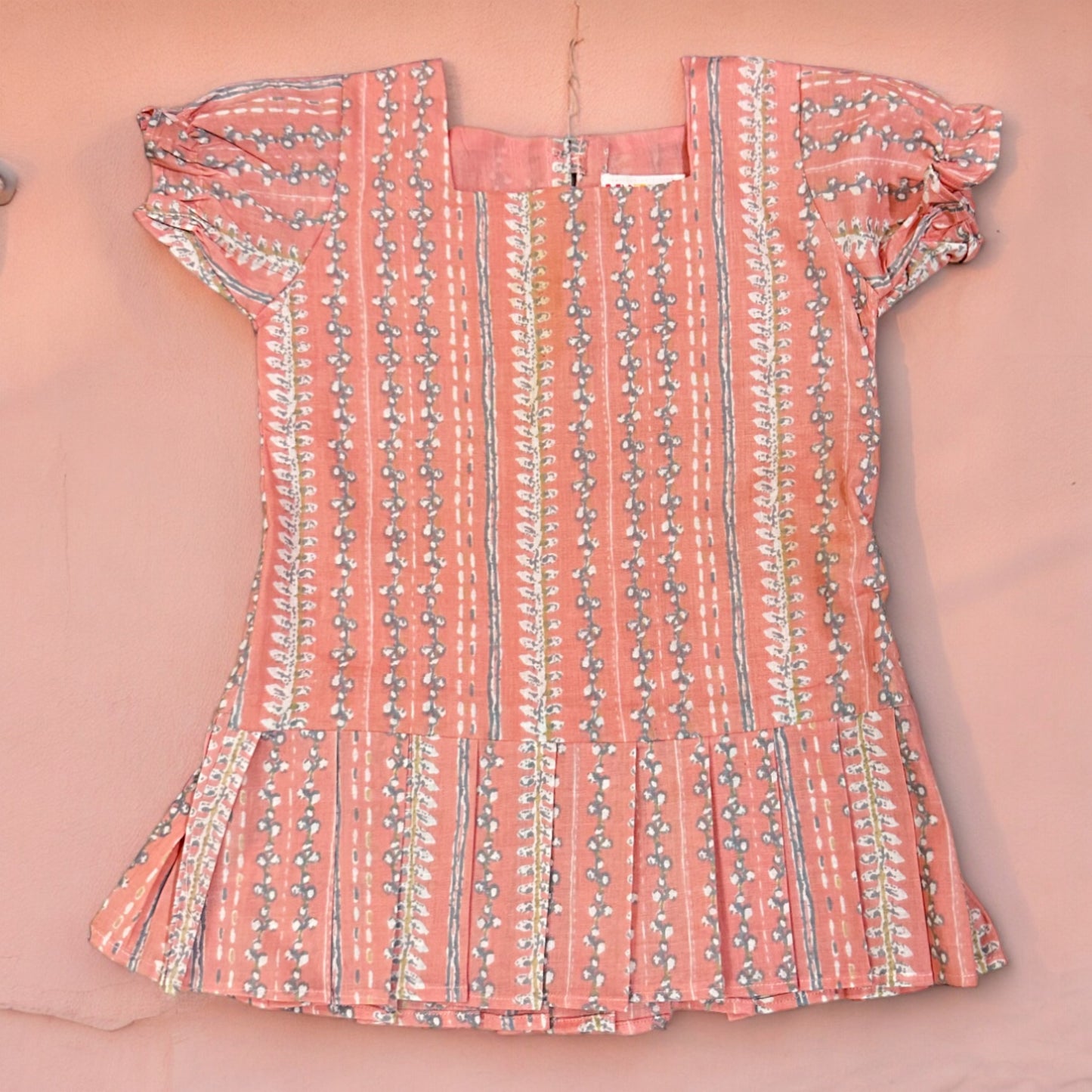 Peach Knife Pleated Dress