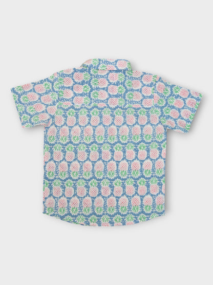 Pineapple Half Sleeves Spread Collar Shirt