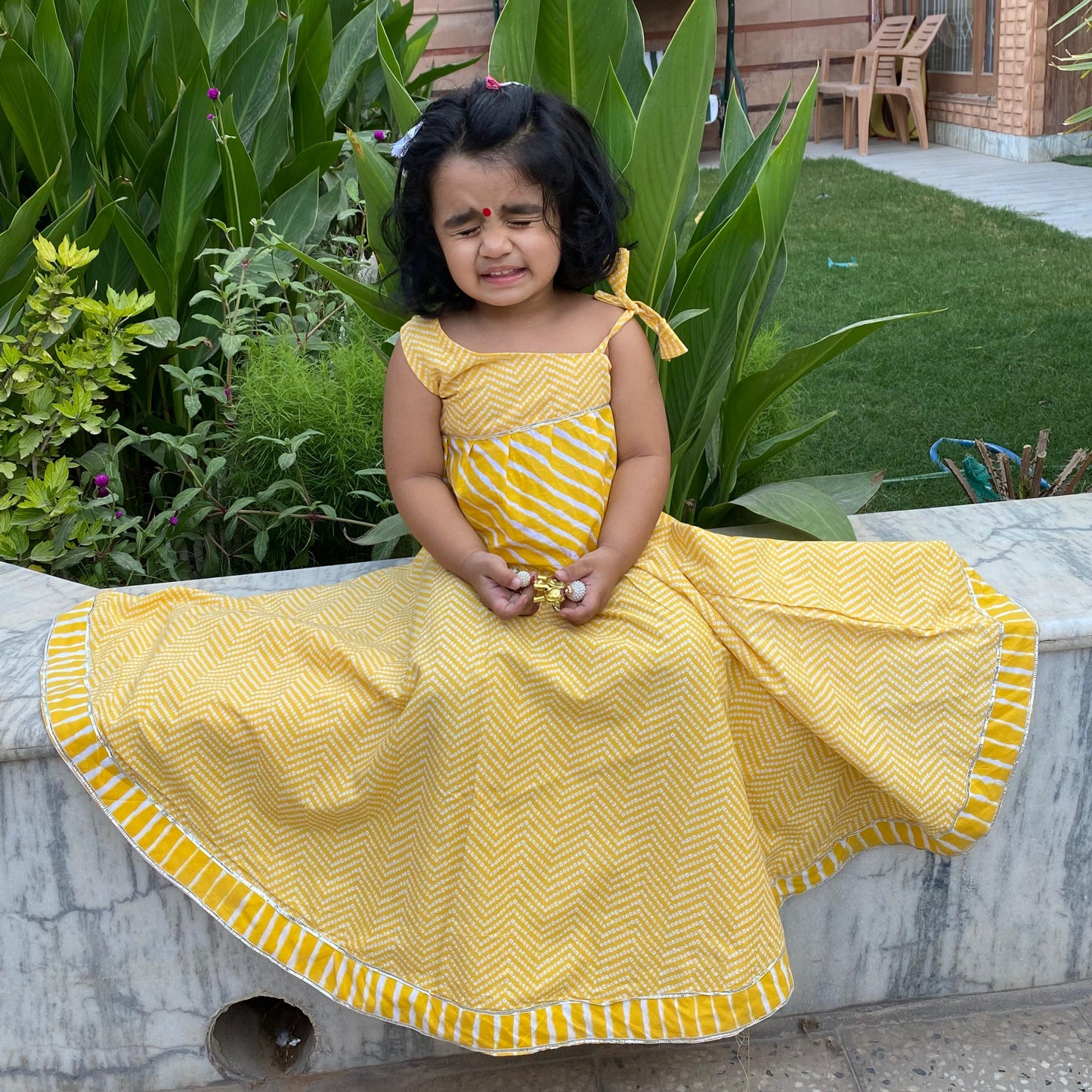 Yellow Bandhej Lehenga Set