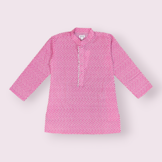 Pink Bandhej Kurta Set