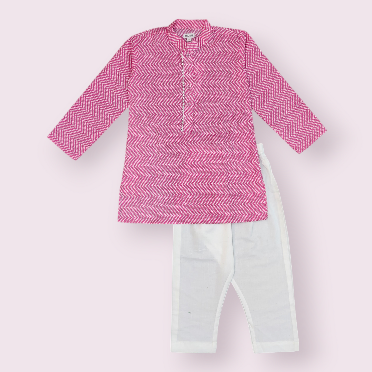 Pink Bandhej Kurta Set