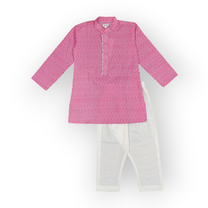 Pink Bandhej Kurta Set