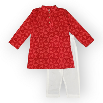 Red Triangles Kurta Set