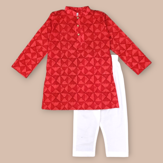 Red Triangles Kurta Set