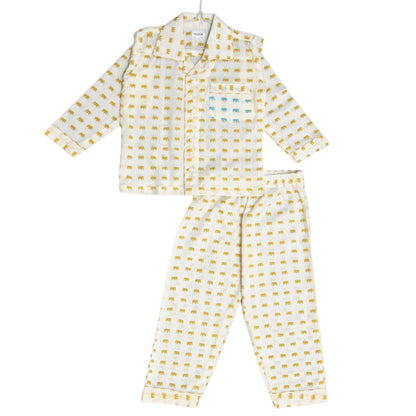 Mustard Tiny Elephant Unisex Night Set