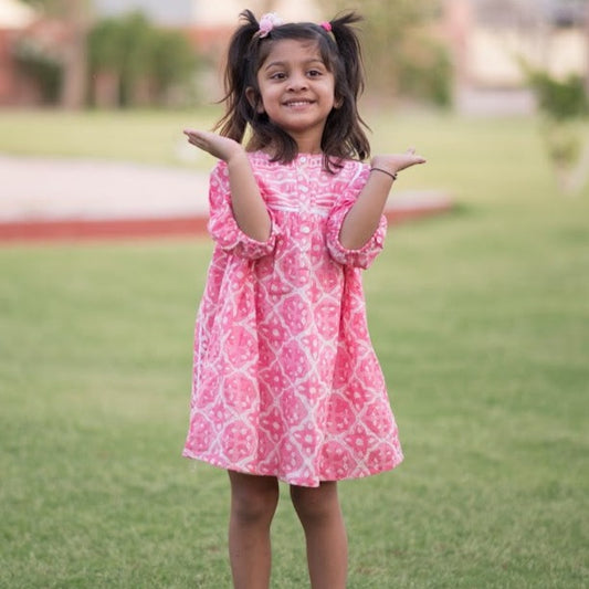 Pink Flowers Oversized Dress